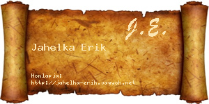 Jahelka Erik névjegykártya